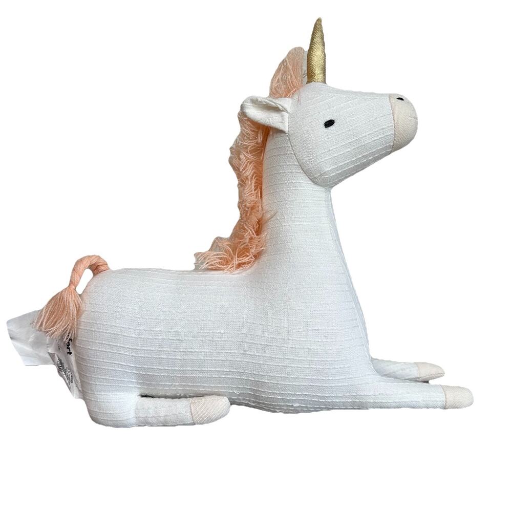 Pillowfort Target Exclusive Ivory Peach Unicorn Plush Decorative Pillow 12.5”